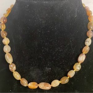 18” Neolithic Stone Age Jewelry chalcedony quartz agate beaded necklace